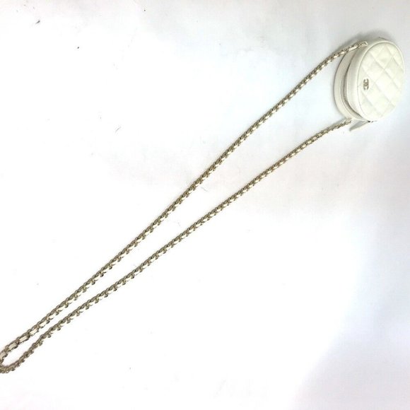 AUTHENTIC CHANEL CC Mark Pochette Matelasse Quilted Round Chain Bag - Picture 7 of 13